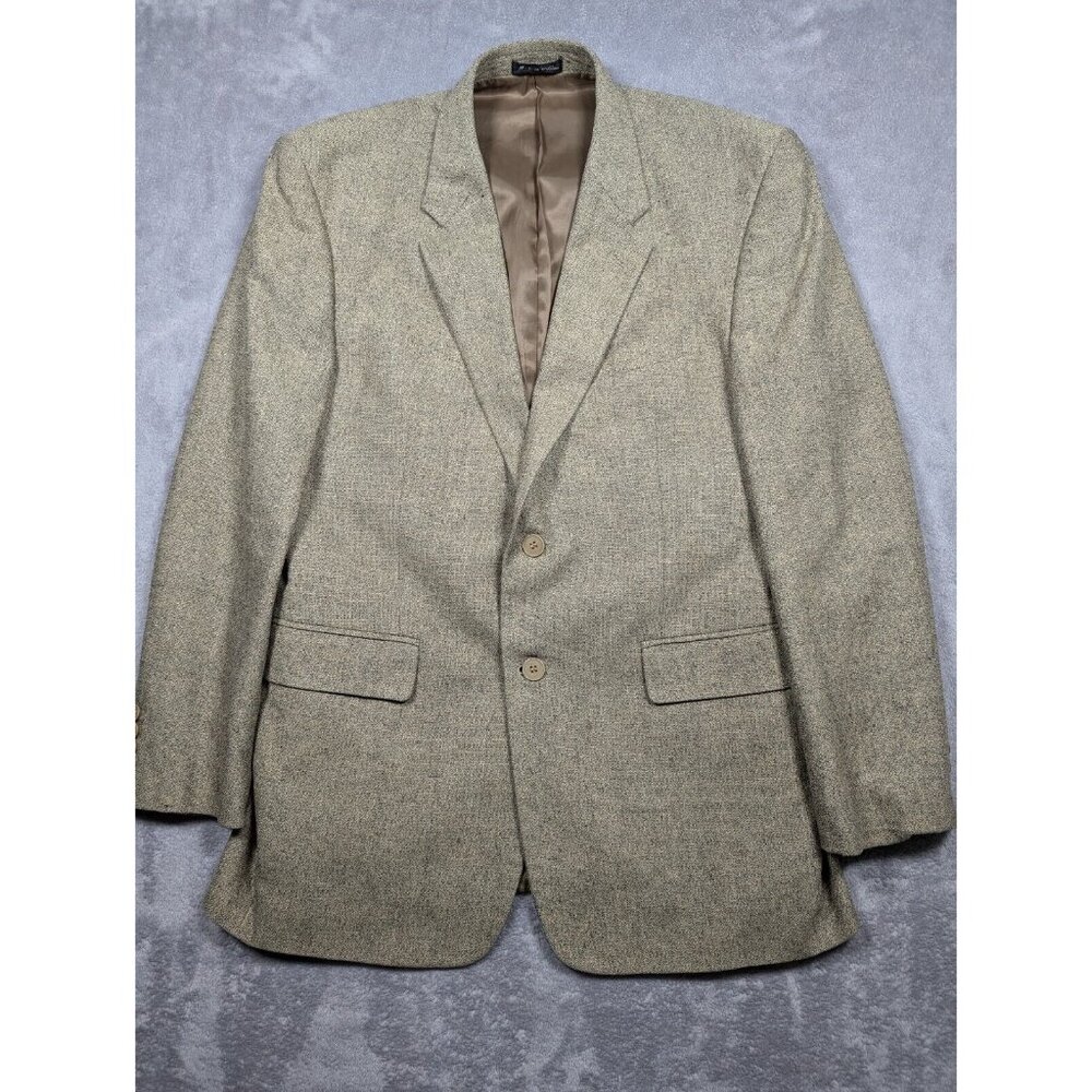 Calvin America Blazer Mens Size 40R Beige Silk Tweed Academia Professor